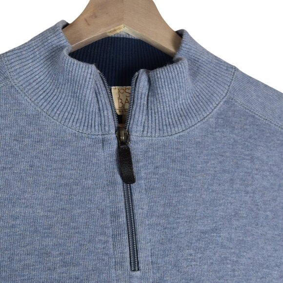 Jos. A. Bank Men's Sweater 1/4 Zip 100% Cotton Heathered Blue ( *1 flaw) - Picture 3 of 8